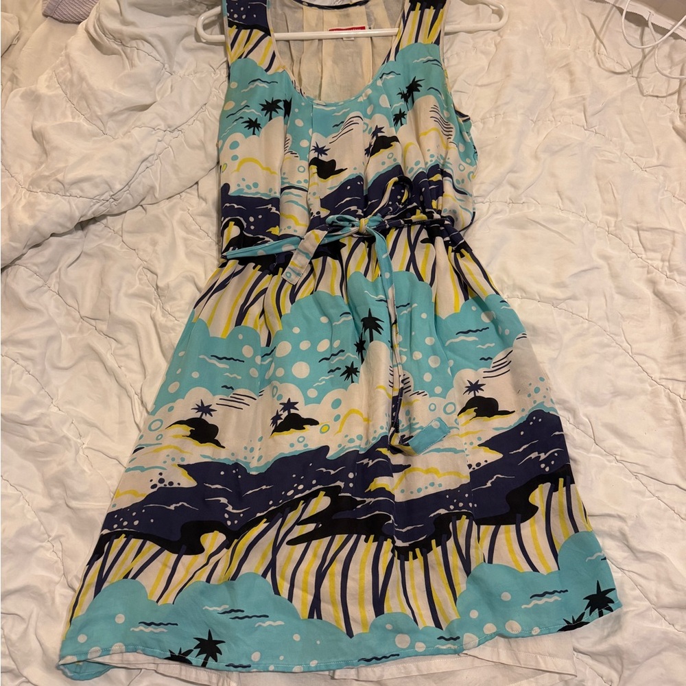 Ocean Breeze Women's Mini Dress - Blue and Yellow